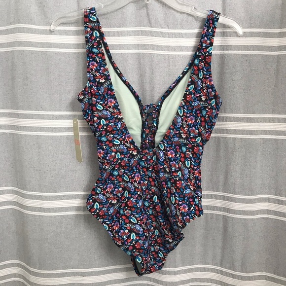 GIANNI BINI / Floral Print One Piece Bathing Suit Size S NWT - Picture 4 of 8